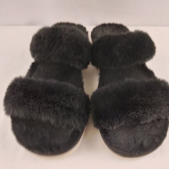 Koolaburra by UGG Fuzz On Faux-Fur Slide Sandals Slippers Black 1123352 Size 6 - Picture 2 of 12